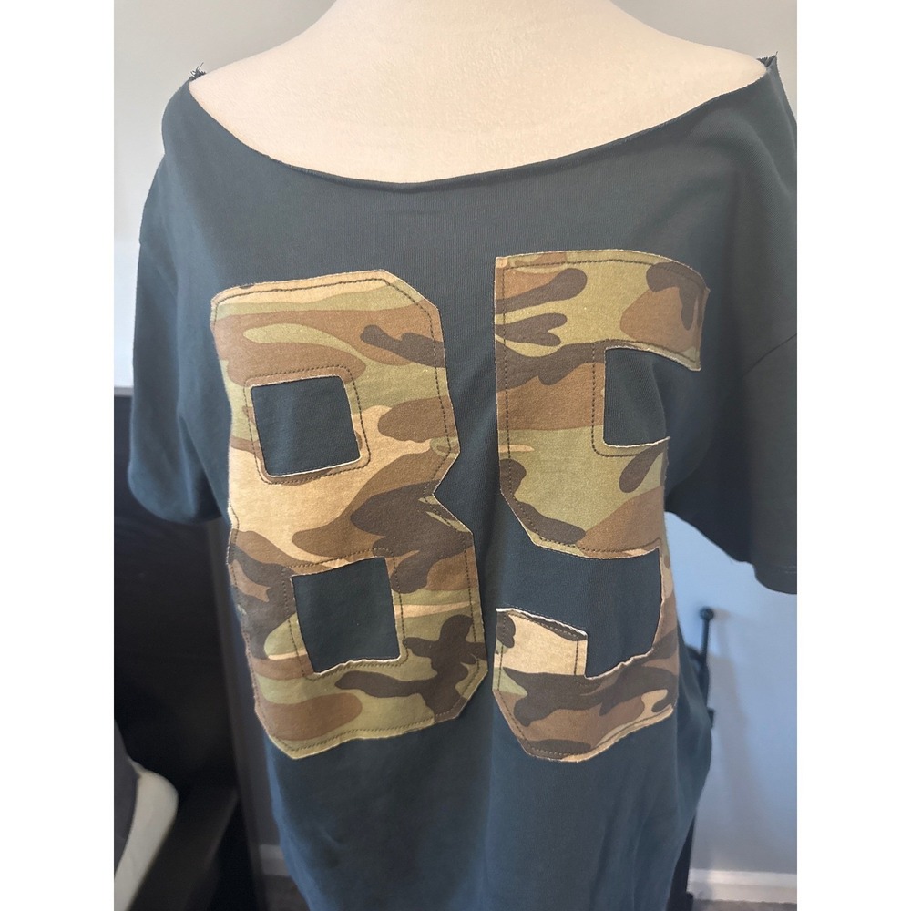 Daydreamer Womens 85 Camo Varsity Oversized T-Shirt Olive Green Cotton Large - Picture 3 of 7